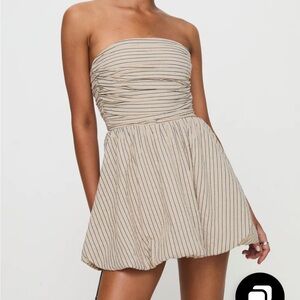 PRINCESS POLLY Striped Beige and Black Women's Dress